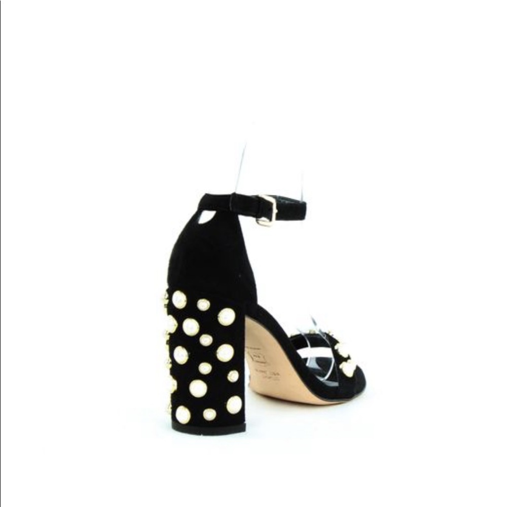 Stuart Weitzman Black Suade Block Heel W/ Pearl W… - image 5